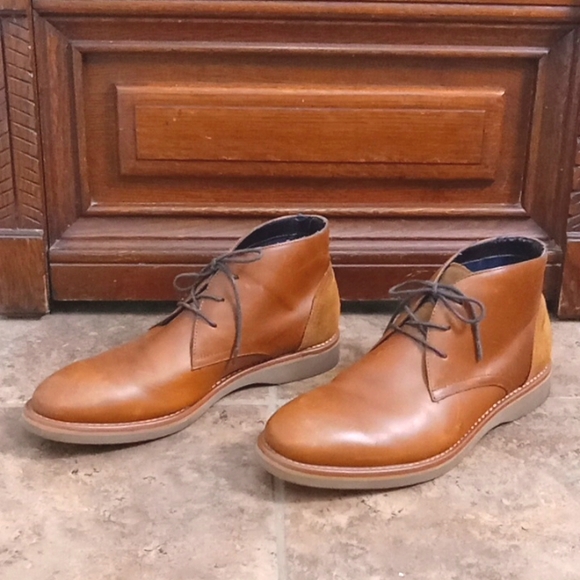 Aldo Men's Brown Leather & Tan Suede Tie Up Ankle Boot Shoes 8 - Picture 3 of 16